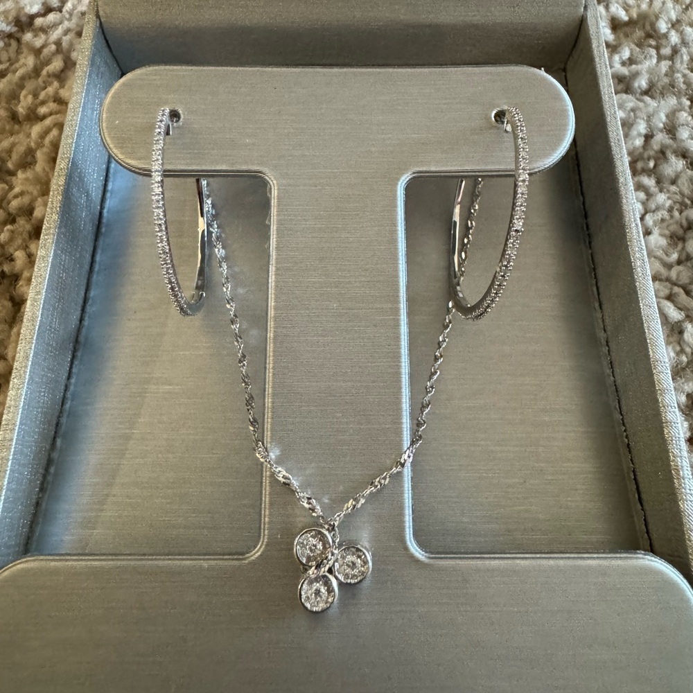 Zales Silver Necklace and hoops